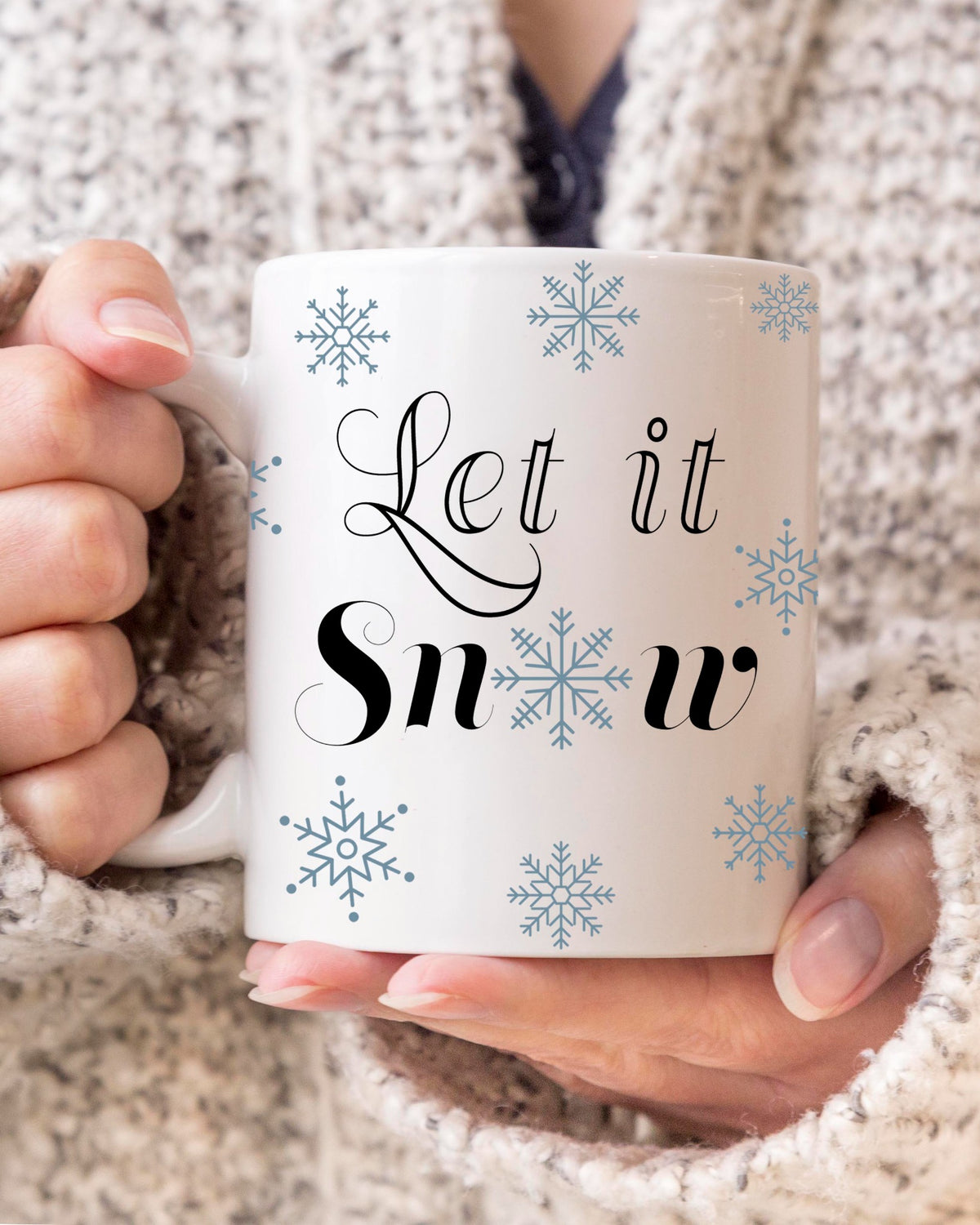 let it snow coffee mug,  snowflake coffee mug, winter mug