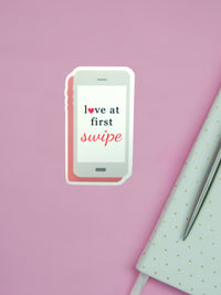 Love At First Swipe Sticker, Valentine's Day Sticker, Online dating Sticker, Sticker for girlfriend, sticker for boyfriend, sticker for her