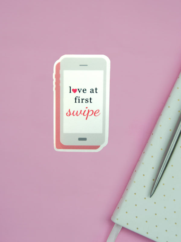 Love At First Swipe Sticker, Valentine's Day Sticker, Online dating Sticker, Sticker for girlfriend, sticker for boyfriend, sticker for her