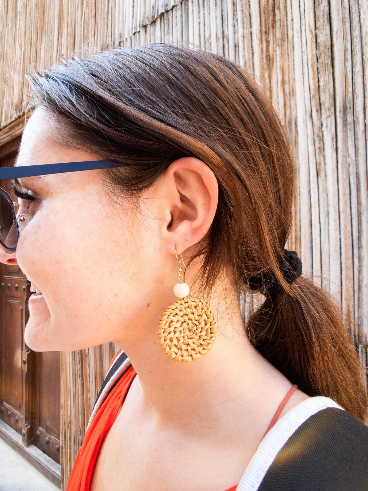 artist boho hippie straw drop earrings