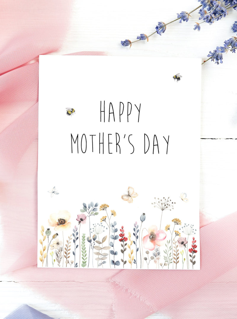 Happy Mother's Day Card,Happy Mother's Day Blank Card,Mum Day Card,Floral Spring Card,Mom Card,Mother's Day Card for friend,Made in USA