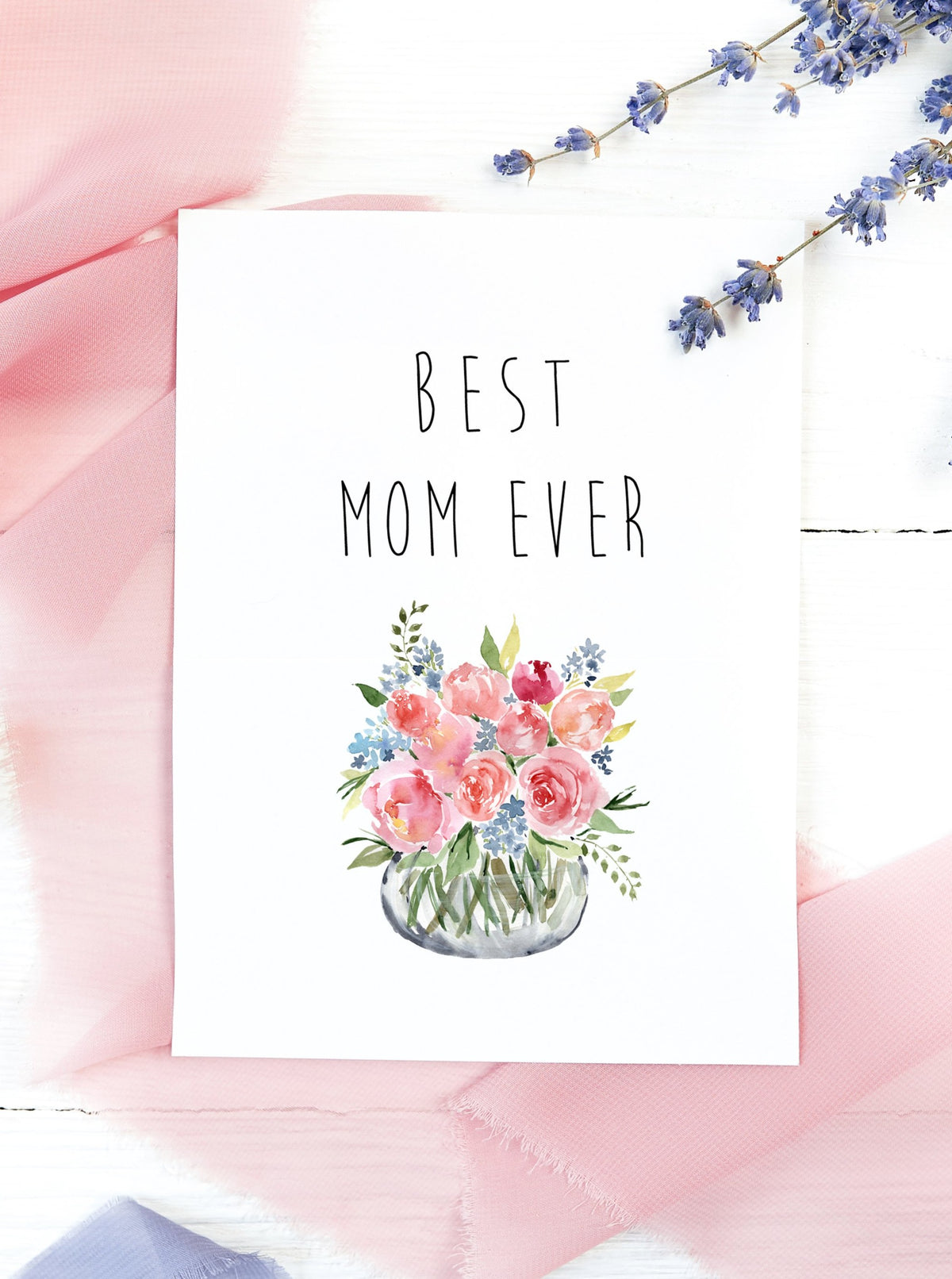 Best Mom Ever Mother's Day Card,Happy Mother's Day Blank Card,Mum Day Card,Floral Spring Card,Mom Card,Mother's Day Card for friend,Made in USA