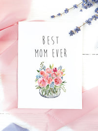 Best Mom Ever Mother's Day Card,Happy Mother's Day Blank Card,Mum Day Card,Floral Spring Card,Mom Card,Mother's Day Card for friend,Made in USA