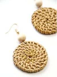 artist boho hippie straw drop earrings