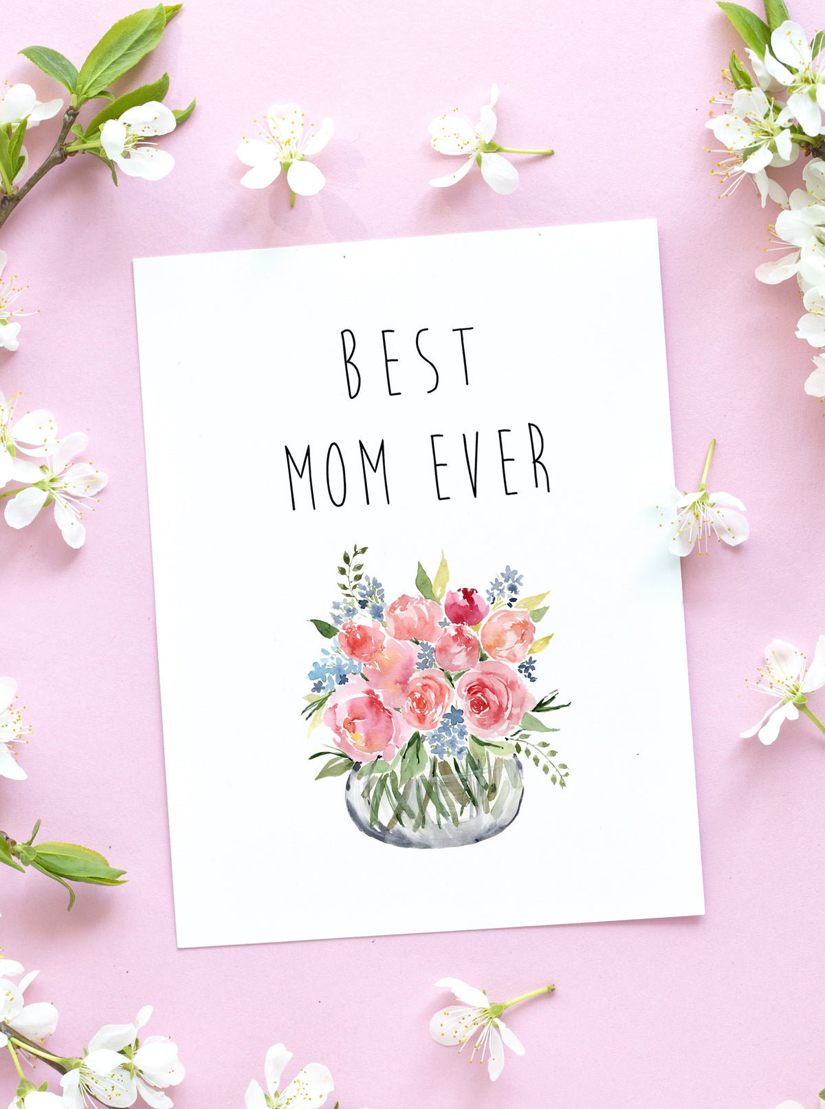 Best Mom Ever Mother's Day Card,Happy Mother's Day Blank Card,Mum Day Card,Floral Spring Card,Mom Card,Mother's Day Card for friend,Made in USA