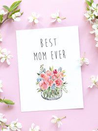 Best Mom Ever Mother's Day Card,Happy Mother's Day Blank Card,Mum Day Card,Floral Spring Card,Mom Card,Mother's Day Card for friend,Made in USA