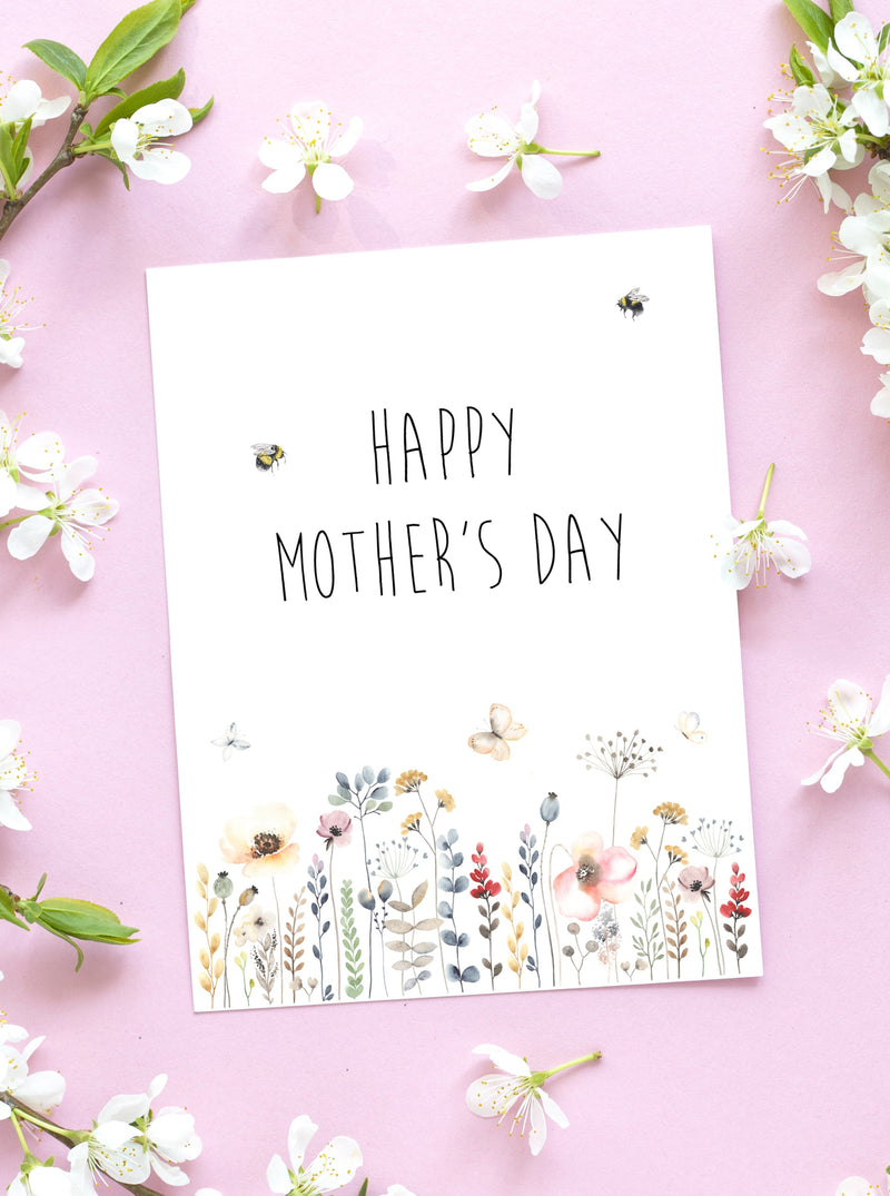 Happy Mother's Day Card,Happy Mother's Day Blank Card,Mum Day Card,Floral Spring Card,Mom Card,Mother's Day Card for friend,Made in USA