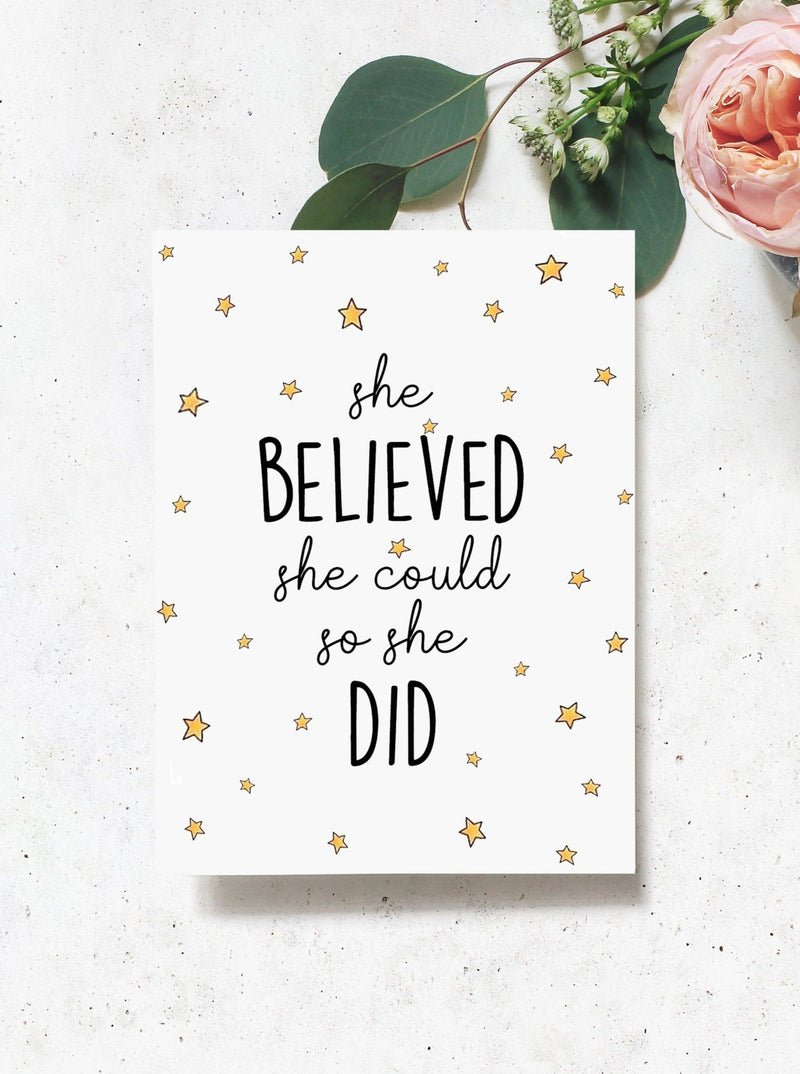 She Believed She Could So She Did Graduation Greeting Card,College Grad Card,High School Graduation Card,New Job Card, Encouragement Card