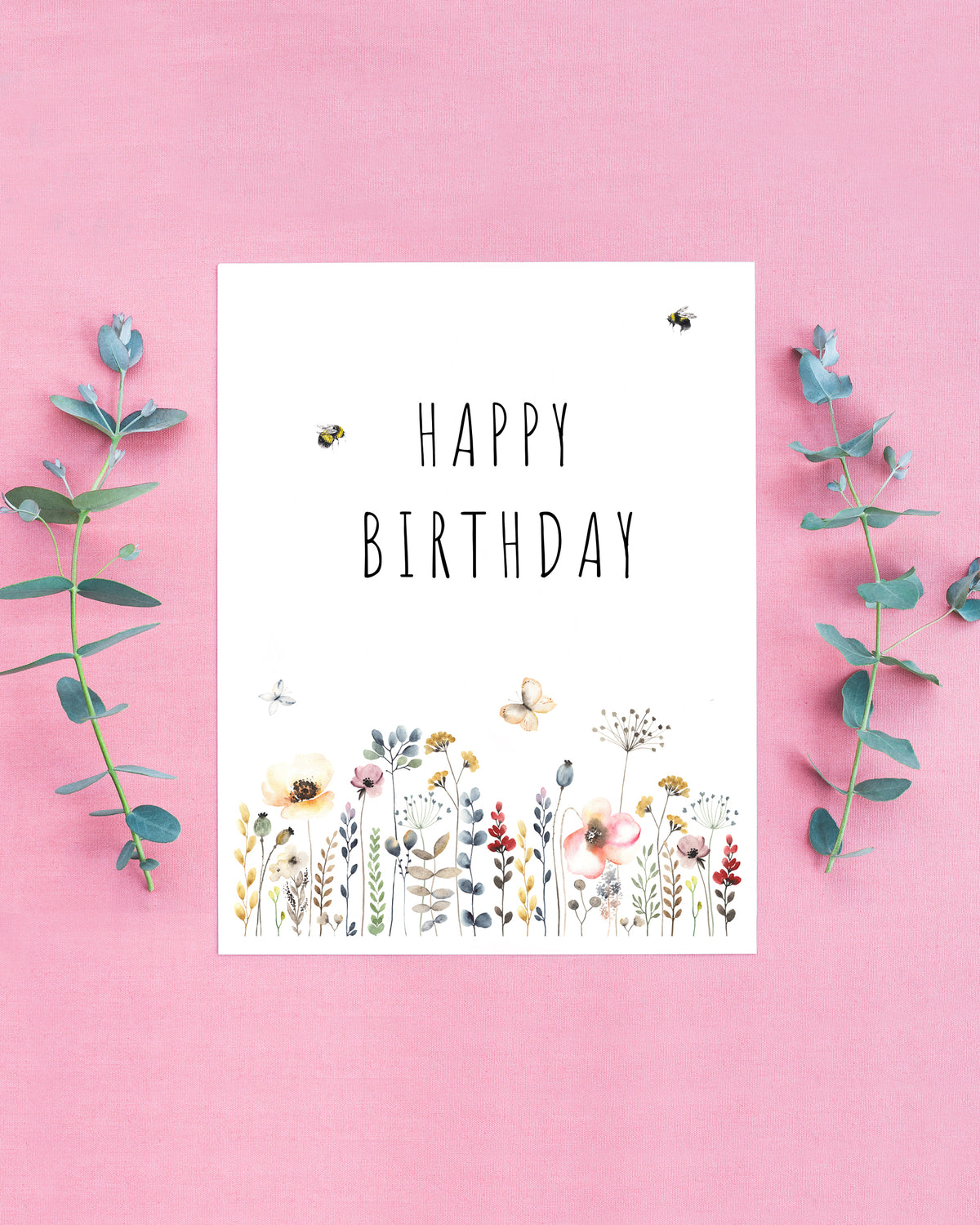 happy birthday wildflower floral card