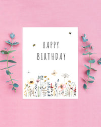 happy birthday wildflower floral card