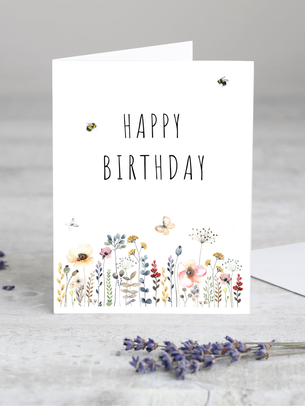 happy birthday wildflower floral card