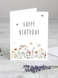 happy birthday wildflower floral card