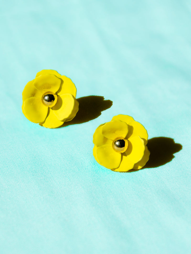 sunkissed yellow flower stud earrings