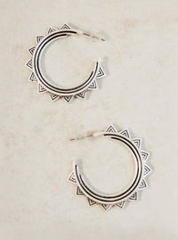 silver geometric boho medium sized hoops, harvard square 