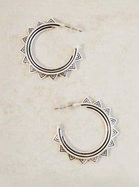 silver geometric boho medium sized hoops, harvard square 