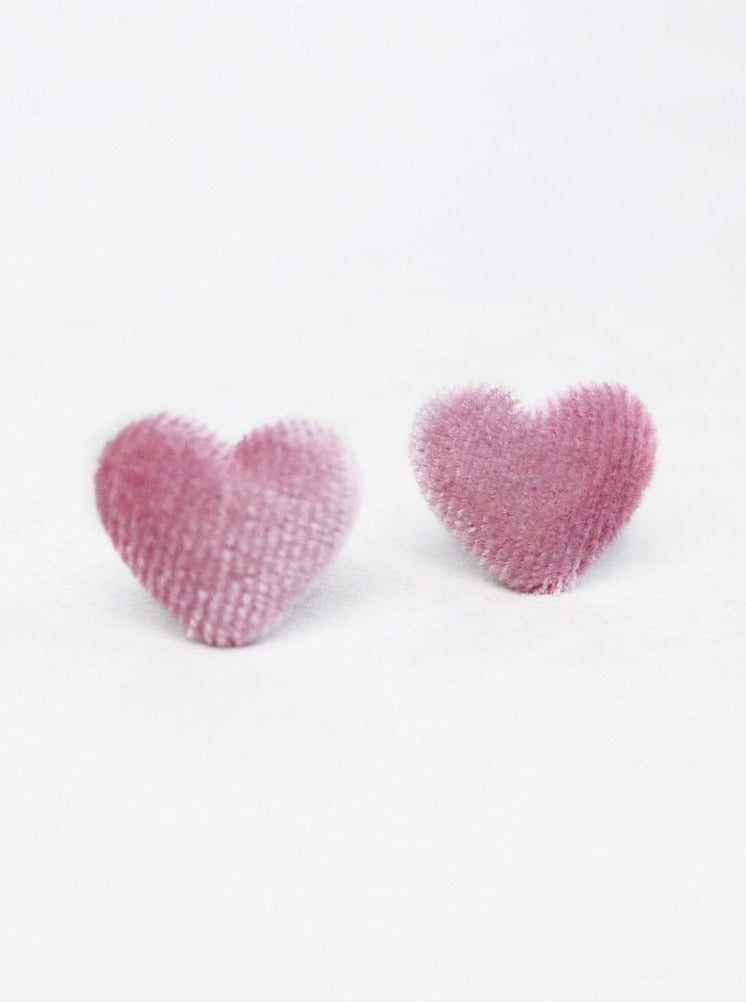 sweetheart pale pink velvet stud earrings
