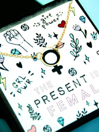 The Present is Female Necklace Gift,Empowered Women Empower Women Gift,Feminist Gift,Girl Power Gift,Best Friend Gift,Necklace Gift for Her
