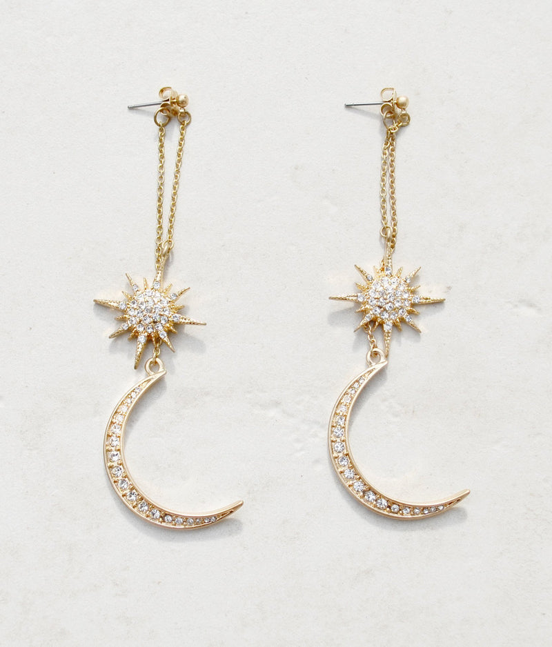 celestial moon star drop earrings