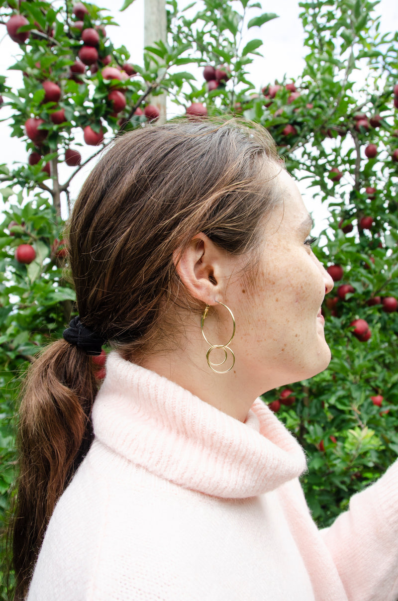 gold hoop drop earrings