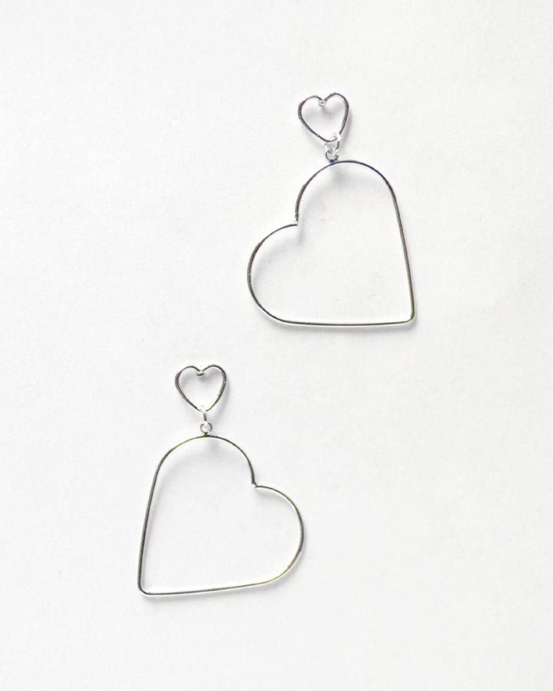 heart silver valentines day earrings