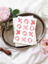 XOXO Pink Valentine's Day Card Set,Galentines Day Card for Friend,Hugs + Kisses Pink XOXO Card Set,Valentine's Day Card for Her,Made in USA
